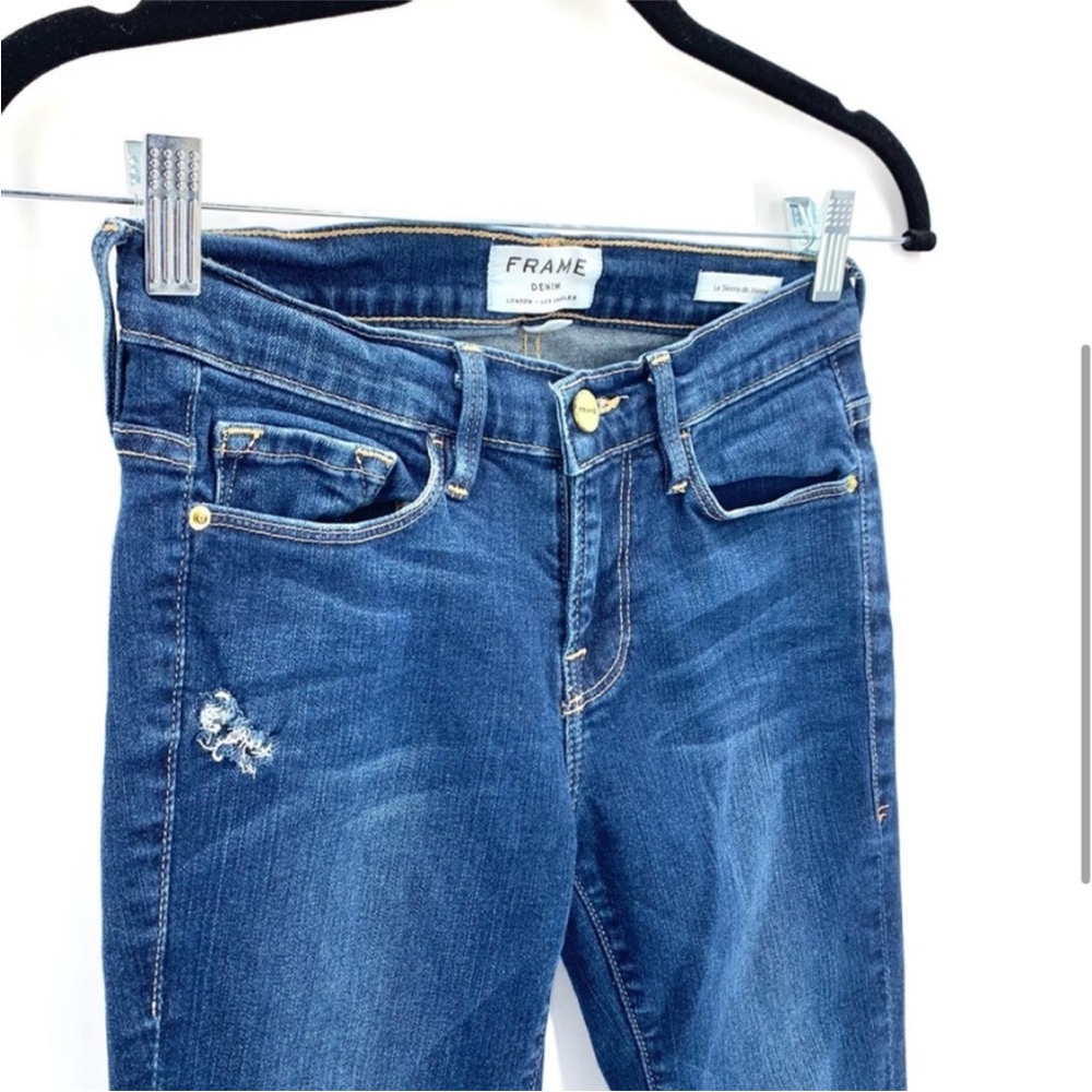 FRAME Jeans Le Skinny de Jeanne Distressed Mid-Rise Jeans Size 25 2016 Y2K